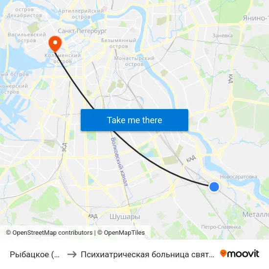 Рыбацкое (Rybatskoye) to Психиатрическая больница святого Николая Чудотворца map