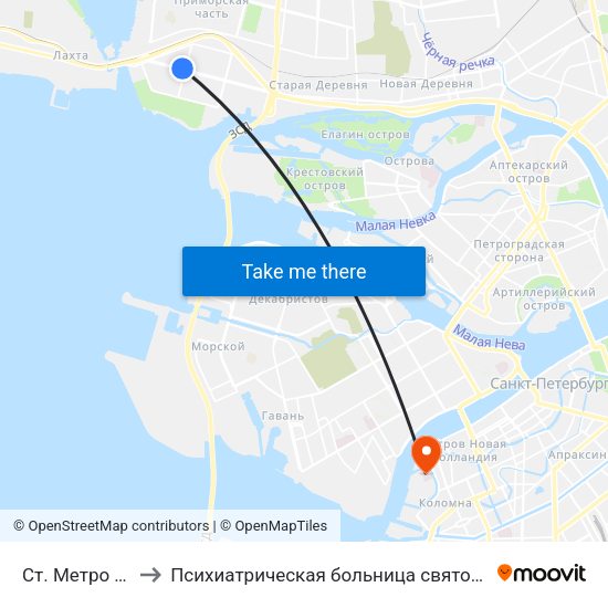Ст. Метро "Беговая" to Психиатрическая больница святого Николая Чудотворца map