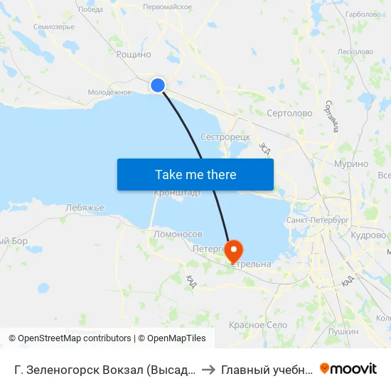 Г. Зеленогорск Вокзал (Высадки И Посадки Нет) to Главный учебный корпус map