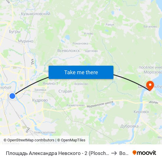 Площадь Александра Невского - 2 (Ploschad' Aleksandra Nevskogo - 2) to Водник map