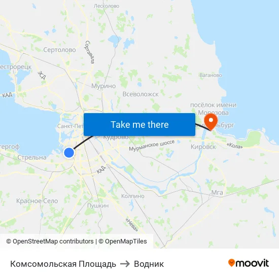Комсомольская Площадь to Водник map