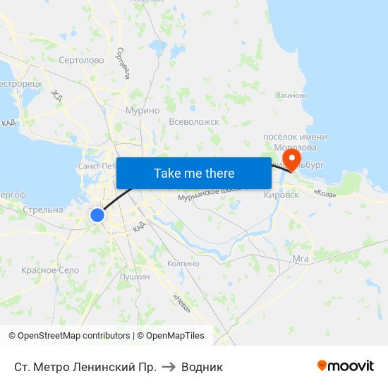 Ст. Метро Ленинский Пр. to Водник map