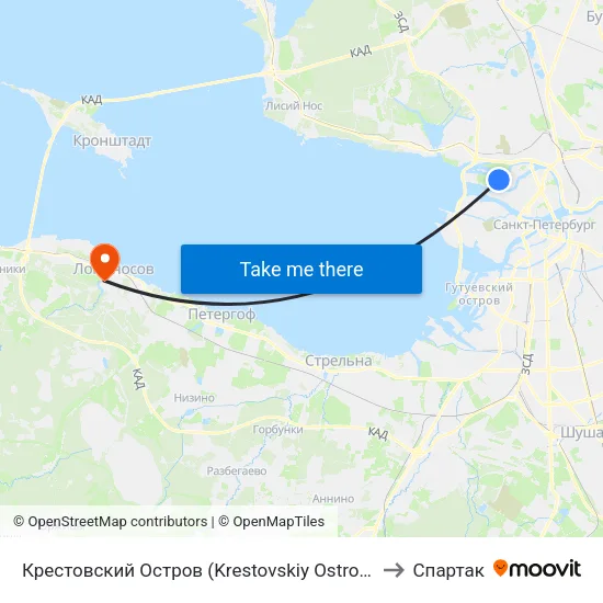 Крестовский Остров (Krestovskiy Ostrov) to Спартак map