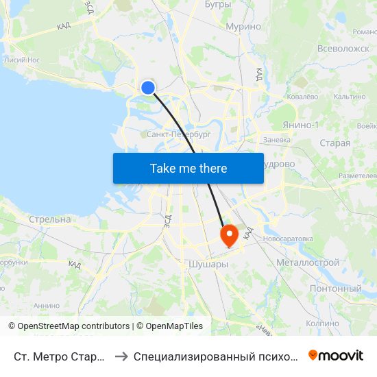 Ст. Метро Старая Деревня Посадка to Специализированный психоневрологический дом ребёнка №3 map