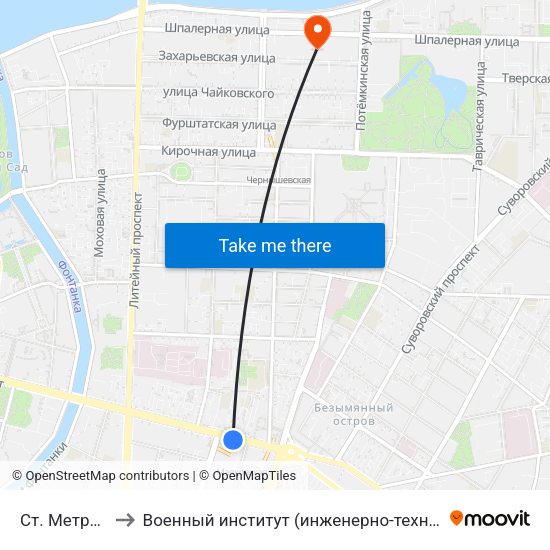 Ст. Метро Площадь Восстания to Военный институт (инженерно-технический) Военной академии материально-технического обеспечения map