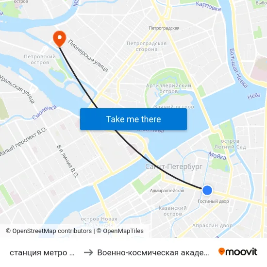 станция метро Невский Проспект to Военно-космическая академия имени А. Ф. Можайского map