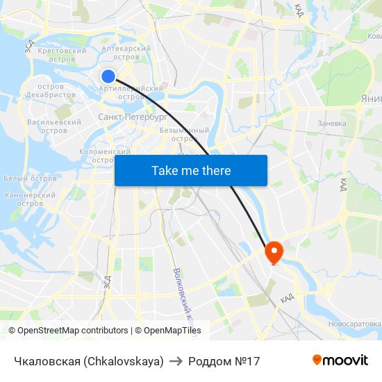 Чкаловская (Chkalovskaya) to Роддом №17 map