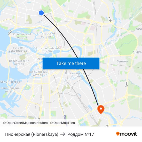 Пионерская (Pionerskaya) to Роддом №17 map