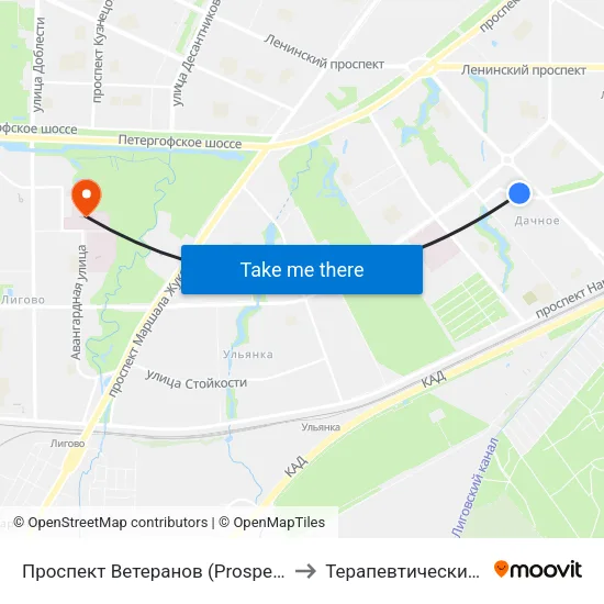 Проспект Ветеранов (Prospekt Veteranov) to Терапевтический корпус map
