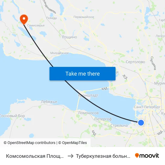 Комсомольская Площадь to Туберкулезная больница map