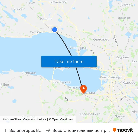 Г. Зеленогорск Вокзал (Высадки И Посадки Нет) to Восстановительный центр детской ортопедии и травматологии «Огонёк» map