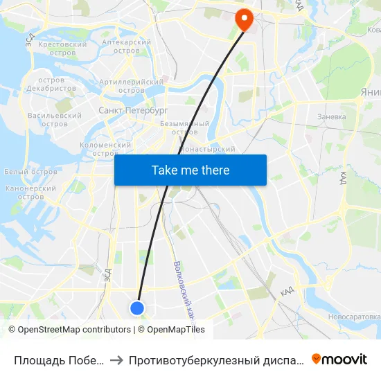 Площадь Победы to Противотуберкулезный диспансер map
