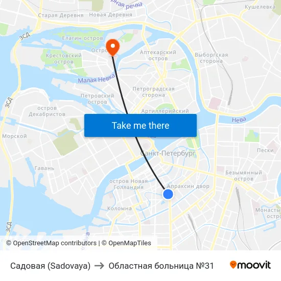 Садовая (Sadovaya) to Областная больница №31 map