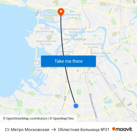 Ст.Метро Московская to Областная больница №31 map