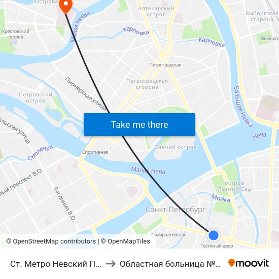 Ст. Метро Невский Пр. to Областная больница №31 map