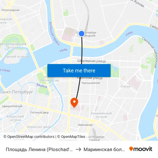 Площадь Ленина (Ploschad' Lenina) to Мариинская больница map