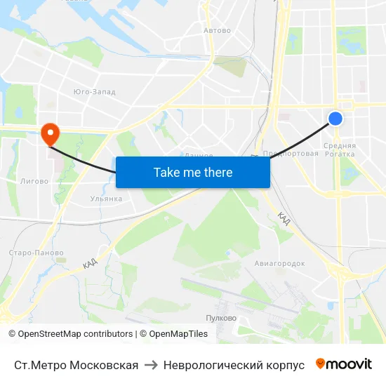 Ст.Метро Московская to Неврологический корпус map