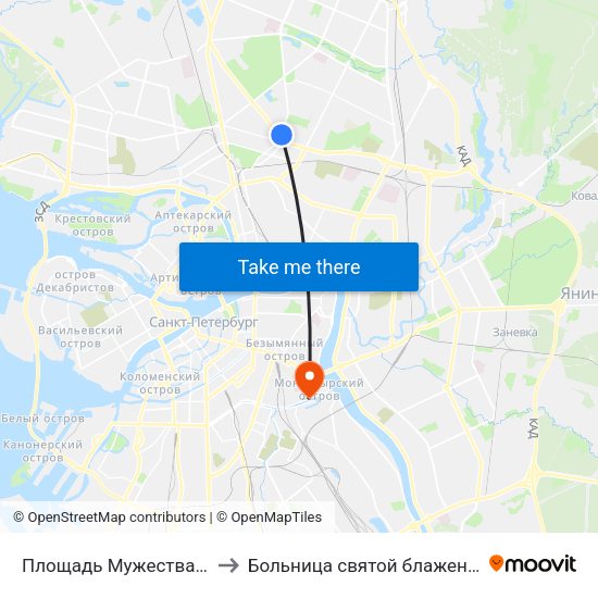 Площадь Мужества (Ploschad' Muzhestva) to Больница святой блаженной Ксении Петербургской map