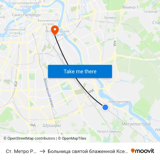 Ст. Метро Рыбацкое to Больница святой блаженной Ксении Петербургской map