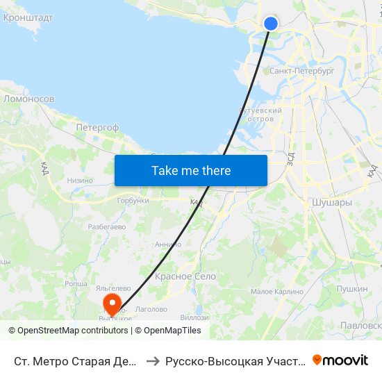 Ст. Метро Старая Деревня Посадка to Русско-Высоцкая Участковая больница map