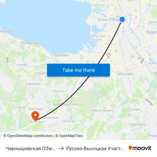 Чернышевская (Chernyshevskaya) to Русско-Высоцкая Участковая больница map