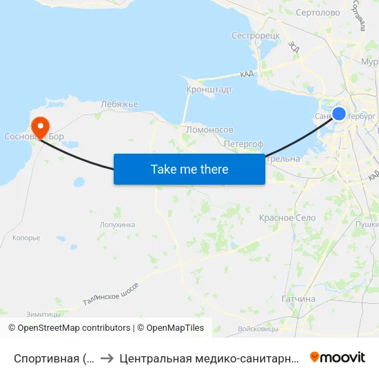 Спортивная (Sportivnaya) to Центральная медико-санитарная часть 38 ФМБА России map