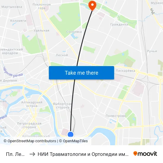 Пл. Ленина to НИИ Травматологии и Ортопедии имени Вредена map