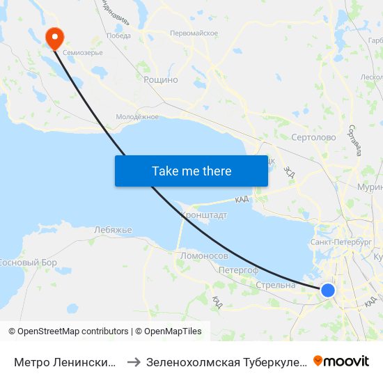 Метро Ленинский Проспект to Зеленохолмская Туберкулезная больница map