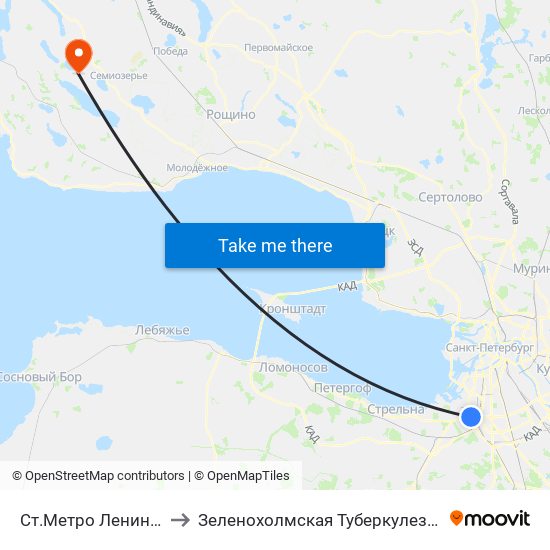 Ст.Метро Ленинский Пр. to Зеленохолмская Туберкулезная больница map