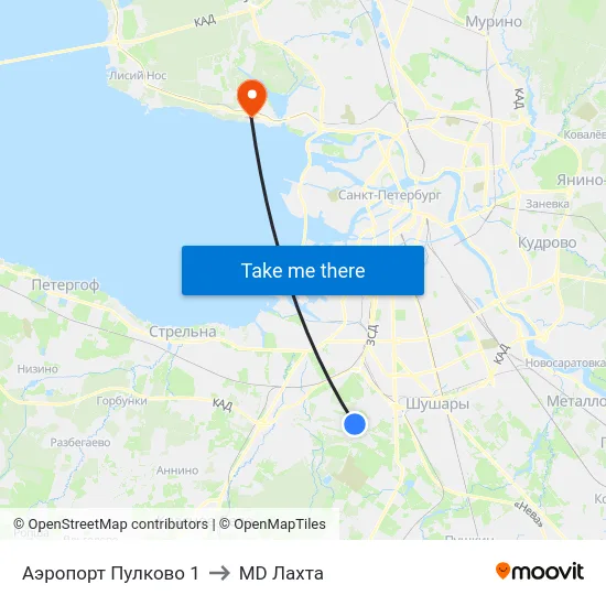 Аэропорт Пулково 1 to MD Лахта map