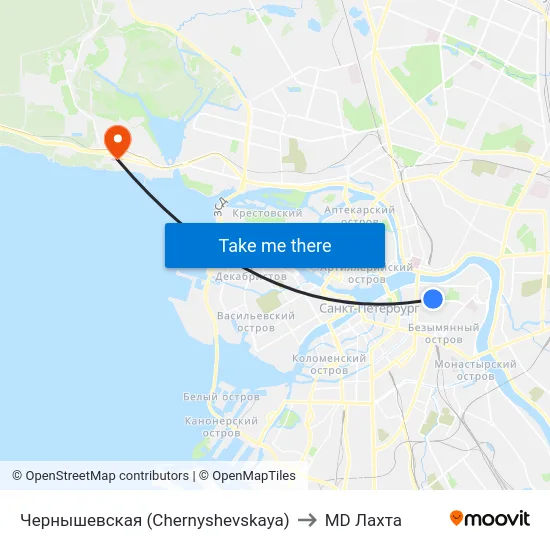 Чернышевская (Chernyshevskaya) to MD Лахта map