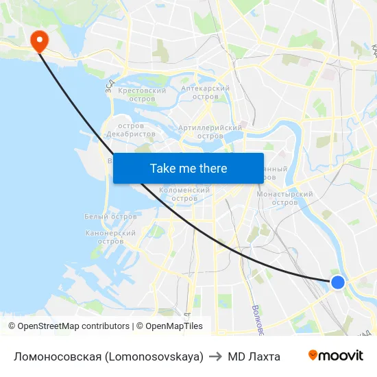 Ломоносовская (Lomonosovskaya) to MD Лахта map