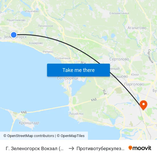 Г. Зеленогорск Вокзал (Высадки И Посадки Нет) to Противотуберкулезный диспансер №11 map