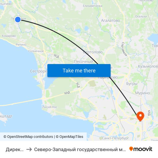 Дирекция Совхоза to Северо-Западный государственный медицинский университет имени Ильи Ильича Мечникова map