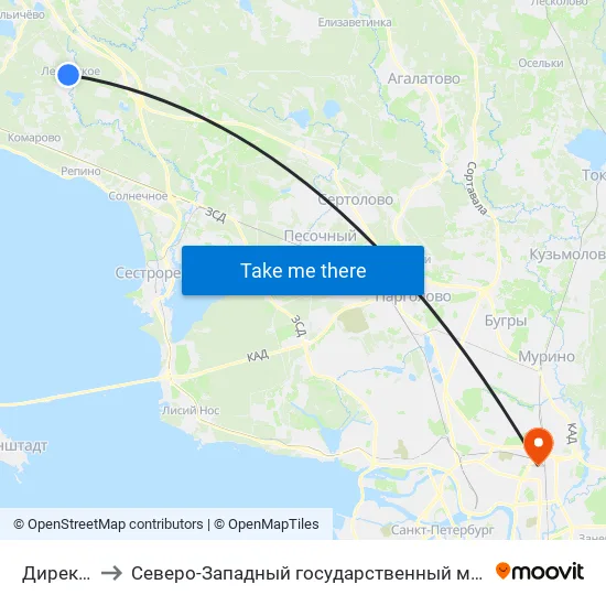 Дирекция Совхоза to Северо-Западный государственный медицинский университет имени Ильи Ильича Мечникова map