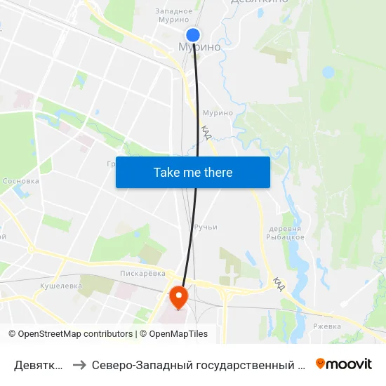 Девяткино (Devyatkino) to Северо-Западный государственный медицинский университет имени Ильи Ильича Мечникова map