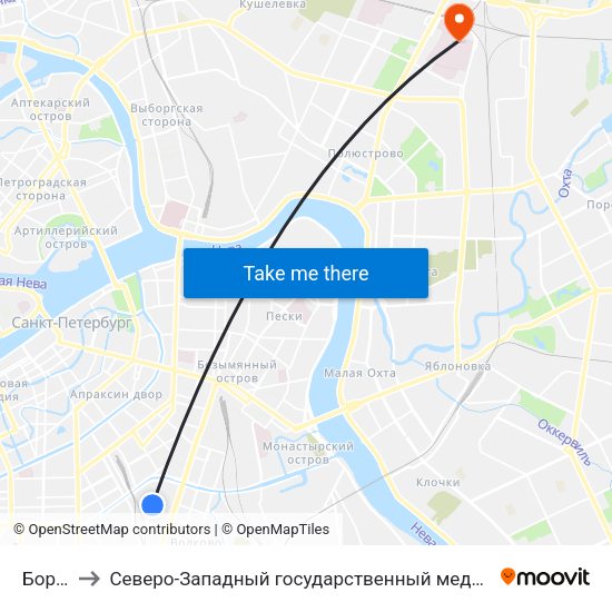 Боровая Ул. to Северо-Западный государственный медицинский университет имени Ильи Ильича Мечникова map