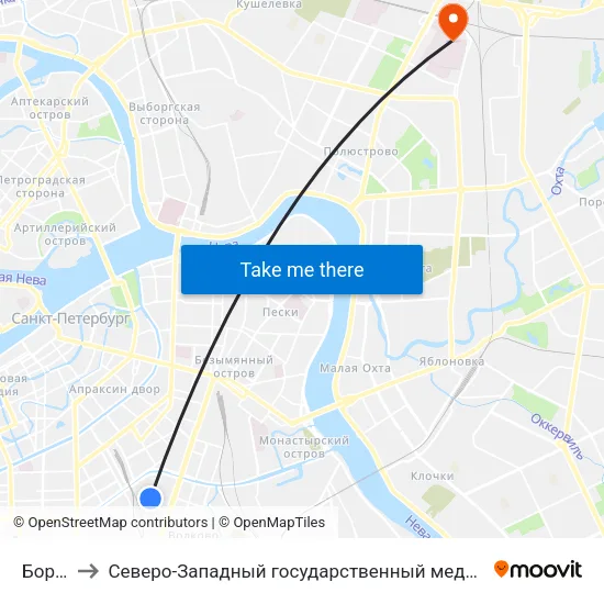 Боровая Ул. to Северо-Западный государственный медицинский университет имени Ильи Ильича Мечникова map