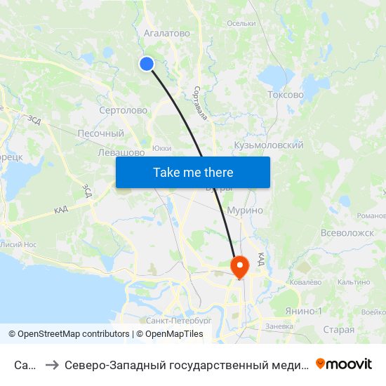 Сарженка to Северо-Западный государственный медицинский университет имени Ильи Ильича Мечникова map