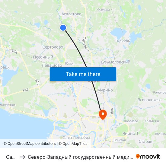 Сарженка to Северо-Западный государственный медицинский университет имени Ильи Ильича Мечникова map