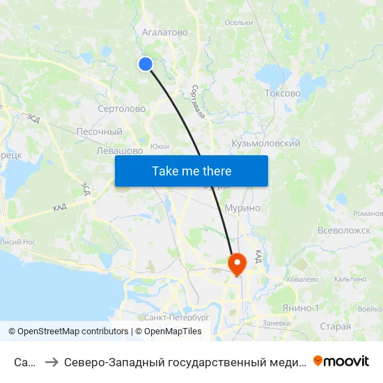Сарженка to Северо-Западный государственный медицинский университет имени Ильи Ильича Мечникова map
