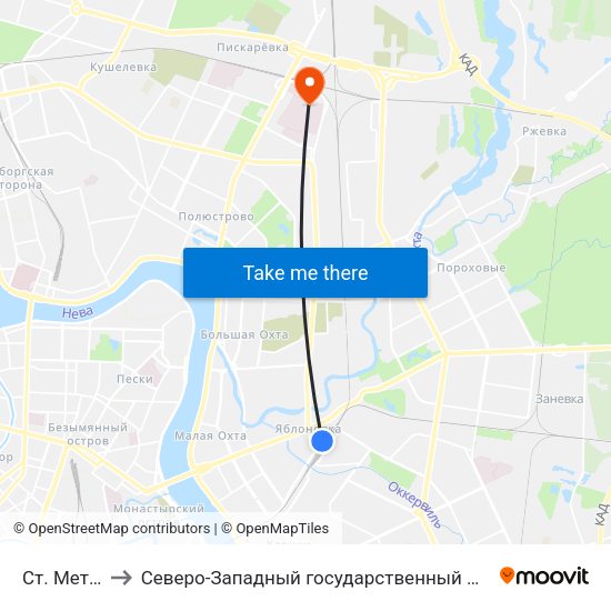 Ст. Метро Ладожская to Северо-Западный государственный медицинский университет имени Ильи Ильича Мечникова map