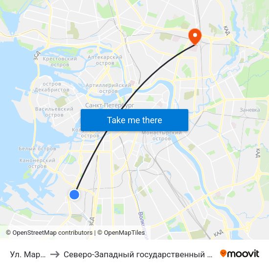 Ул. Маршала Говорова to Северо-Западный государственный медицинский университет имени Ильи Ильича Мечникова map