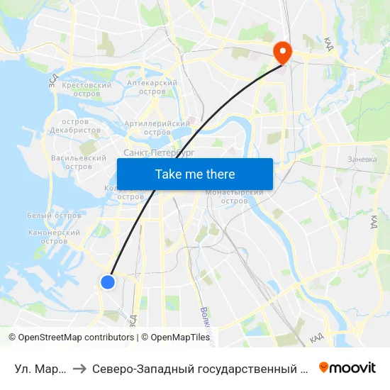Ул. Маршала Говорова to Северо-Западный государственный медицинский университет имени Ильи Ильича Мечникова map