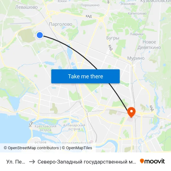 Ул. Первого Мая 89 to Северо-Западный государственный медицинский университет имени Ильи Ильича Мечникова map