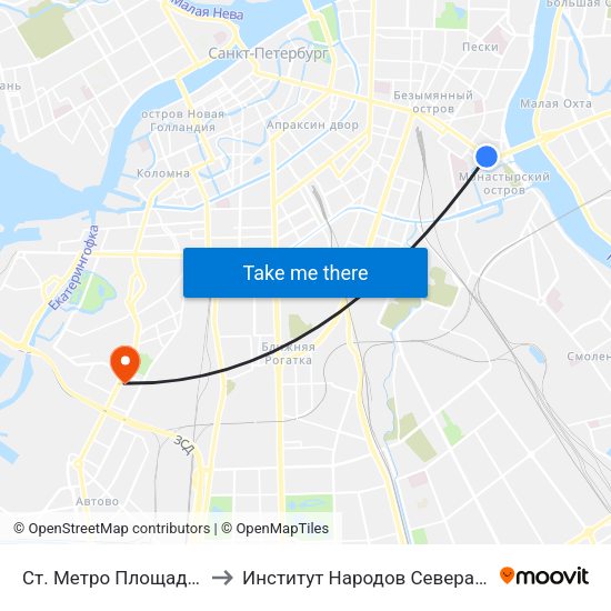 Ст. Метро Площадь Ал. Невского to Институт Народов Севера заочное отделение map
