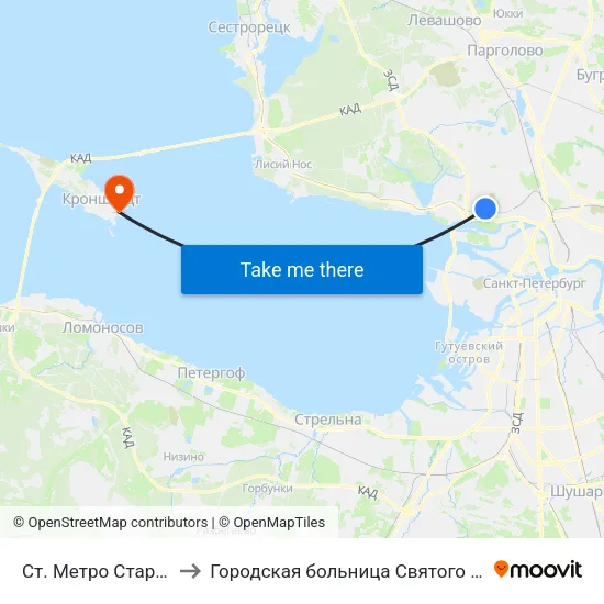 Ст. Метро Старая Деревня Посадка to Городская больница Святого Праведного Иоанна Кронштадского map