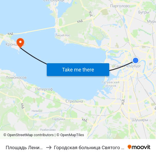 Площадь Ленина (Ploschad' Lenina) to Городская больница Святого Праведного Иоанна Кронштадского map