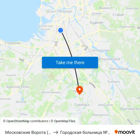 Московские Ворота (Moskovskiye Vorota) to Городская больница №38 имени Н.А.Семашко map
