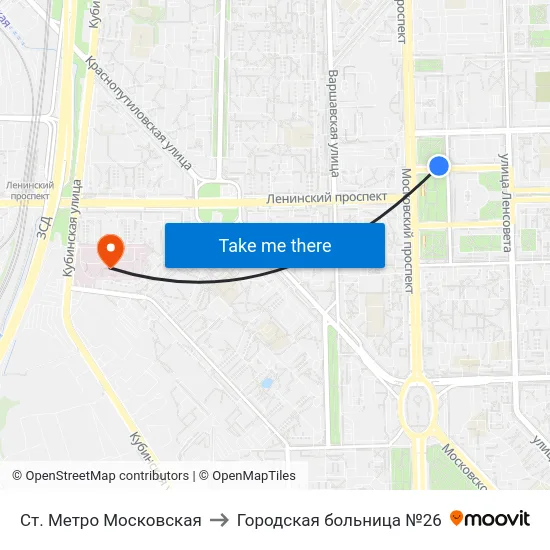 Ст. Метро Московская to Городская больница №26 map